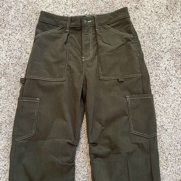 DOKOTOO Dark Olive Green Corduroy Cargo Pants Size 6 - Picture 2 of 6